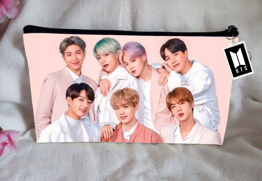 BT21 BTS Pencil Case Bangtan Boys Purse Wallet KPOP Pouch With FREE Key Tag