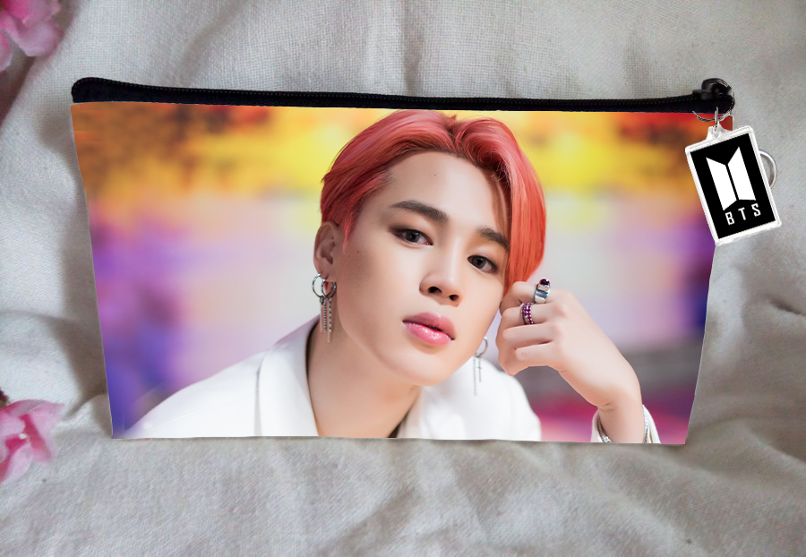 BT21 BTS Pencil Case Jimin Bangtan Boys Purse Wallet KPOP Pouch With FREE Key Tag