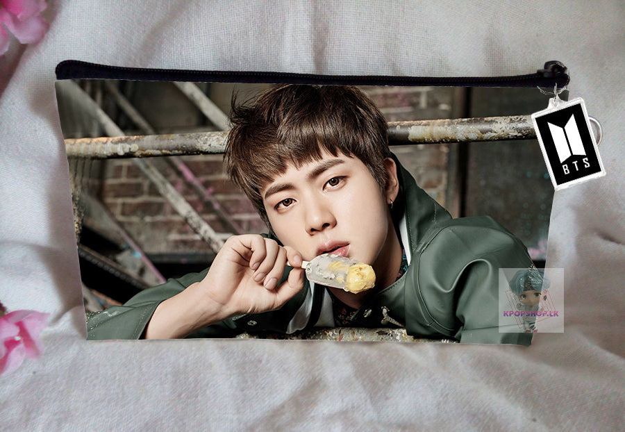 BT21 BTS Pencil Case Jin Bangtan Boys Purse Wallet KPOP Pouch With FREE Key Tag