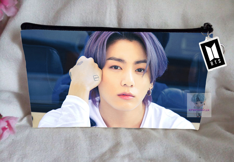 BT21 BTS Pencil Case Jungkook JK Bangtan Boys Purse Wallet KPOP Pouch With FREE Key Tag