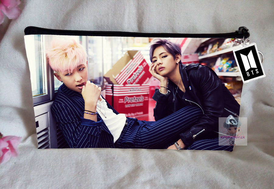 BT21 BTS Pencil Case RM Bangtan Boys Purse Wallet KPOP Pouch With FREE Key Tag