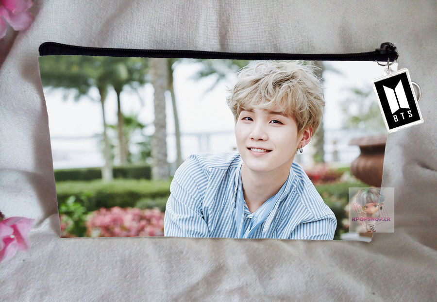 BT21 BTS Pencil Case SUGA Bangtan Boys Purse Wallet KPOP Pouch With FREE Key Tag