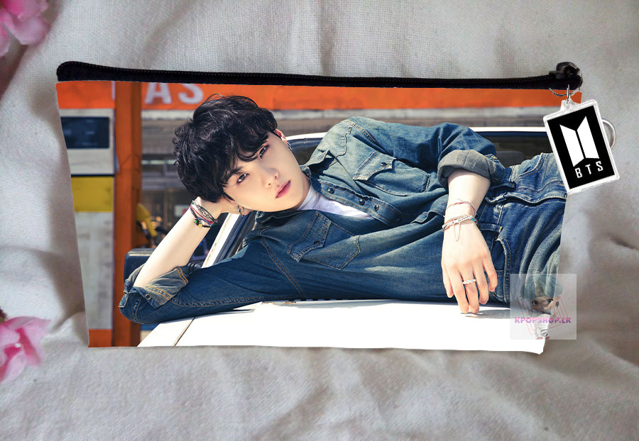 BT21 BTS Pencil Case SUGA Bangtan Boys Purse Wallet KPOP Pouch With FREE Key Tag