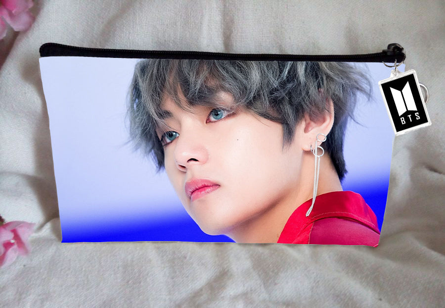 BT21 BTS Pencil Case Kim Taehyung V Bangtan Boys Purse Wallet KPOP Pouch With FREE Key Tag