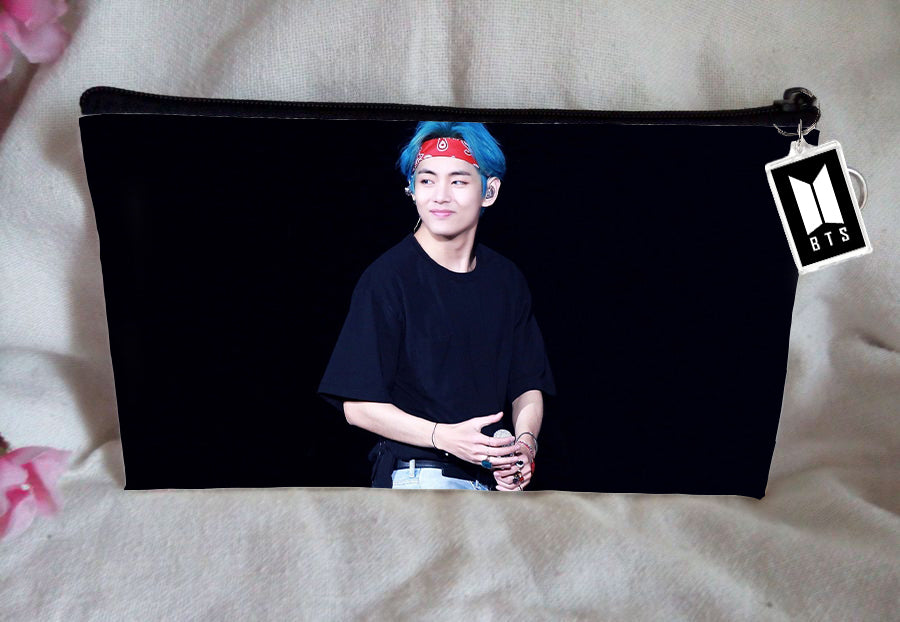 BT21 BTS Pencil Case Kim Taehyung V Bangtan Boys Purse Wallet KPOP Pouch With FREE Key Tag