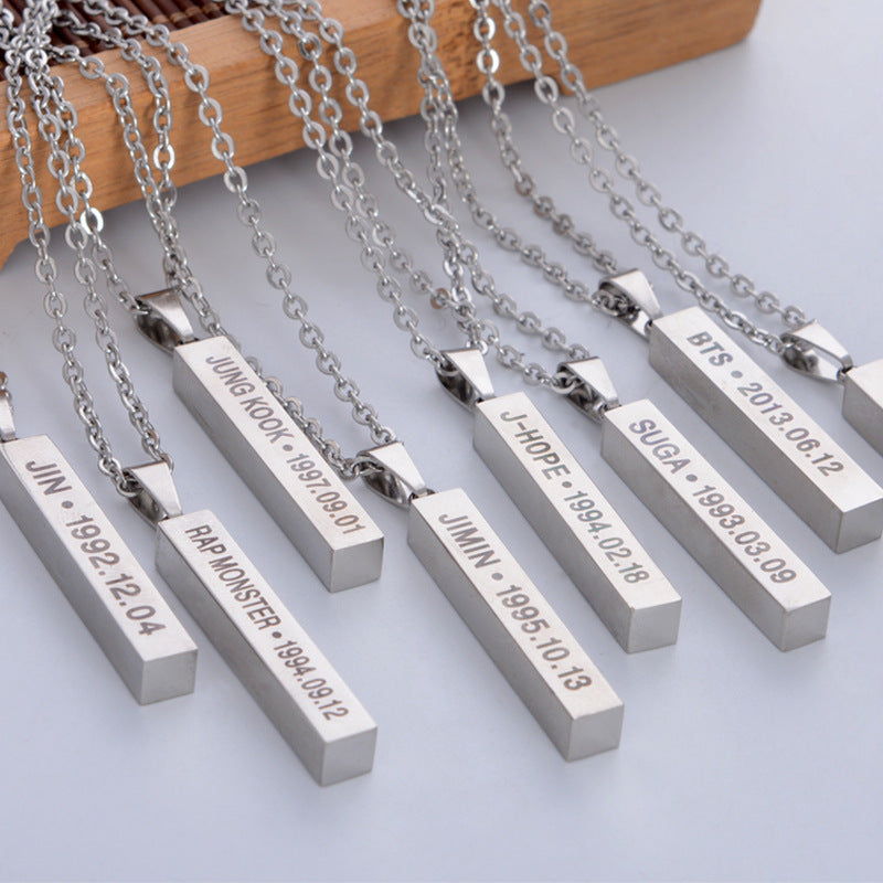 BTS Bangtan Boys Titanium Steel Pendant Necklace