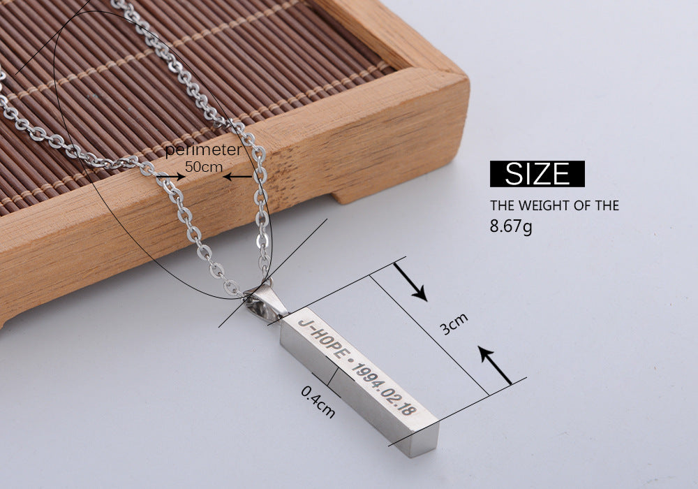 BTS Bangtan Boys Titanium Steel Pendant Necklace