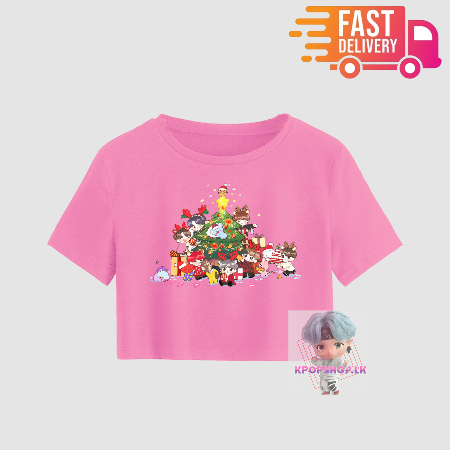 BTS BT21 Christmas Xmas Crop Top Short KPOP T-shirt