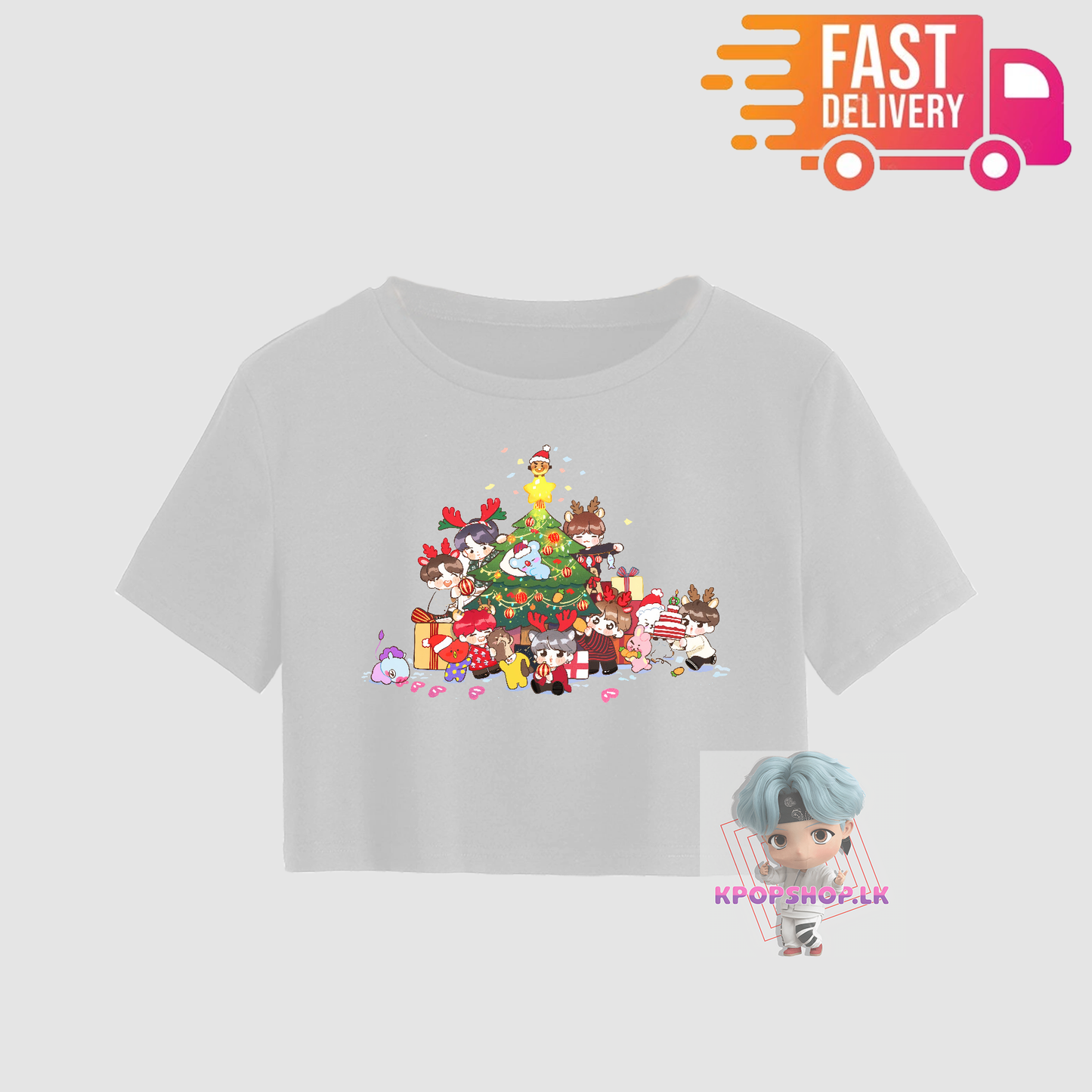 BTS BT21 Christmas Xmas Crop Top Short KPOP T-shirt