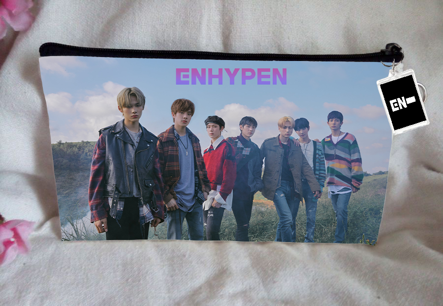 Enhypen Pencil Case Bangtan Boys Purse Wallet KPOP Pouch With FREE Key Tag