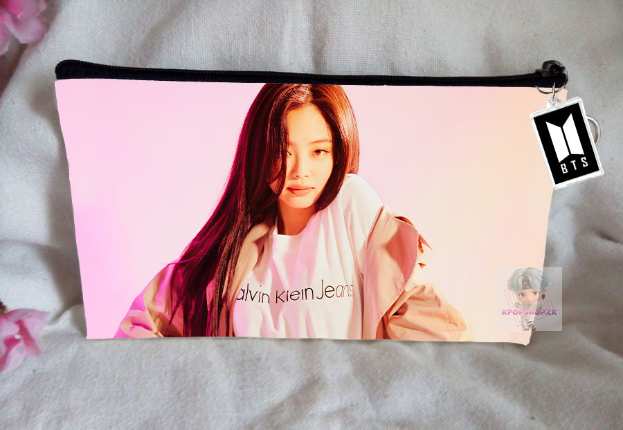 Blackpink Jennie Pencil Case Bangtan Boys Purse Wallet KPOP Pouch With FREE Key Tag