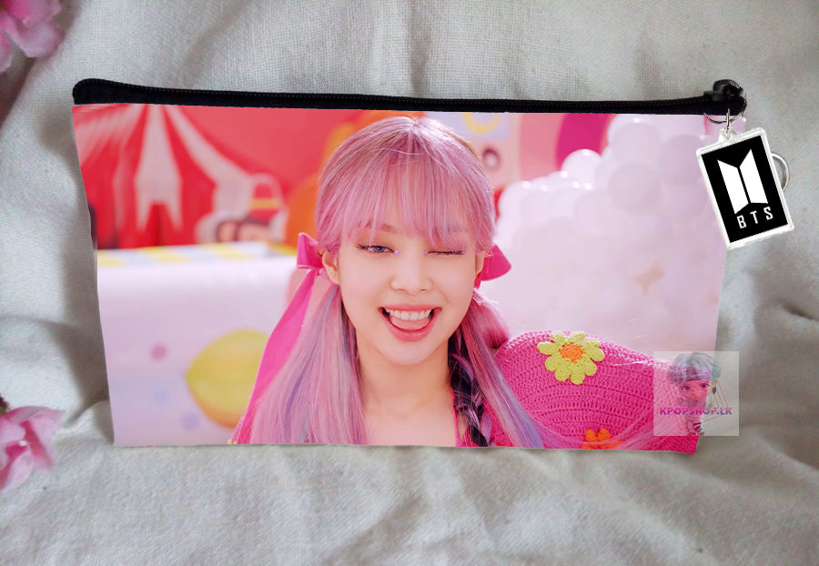 Blackpink Jennie Pencil Case Bangtan Boys Purse Wallet KPOP Pouch With FREE Key Tag