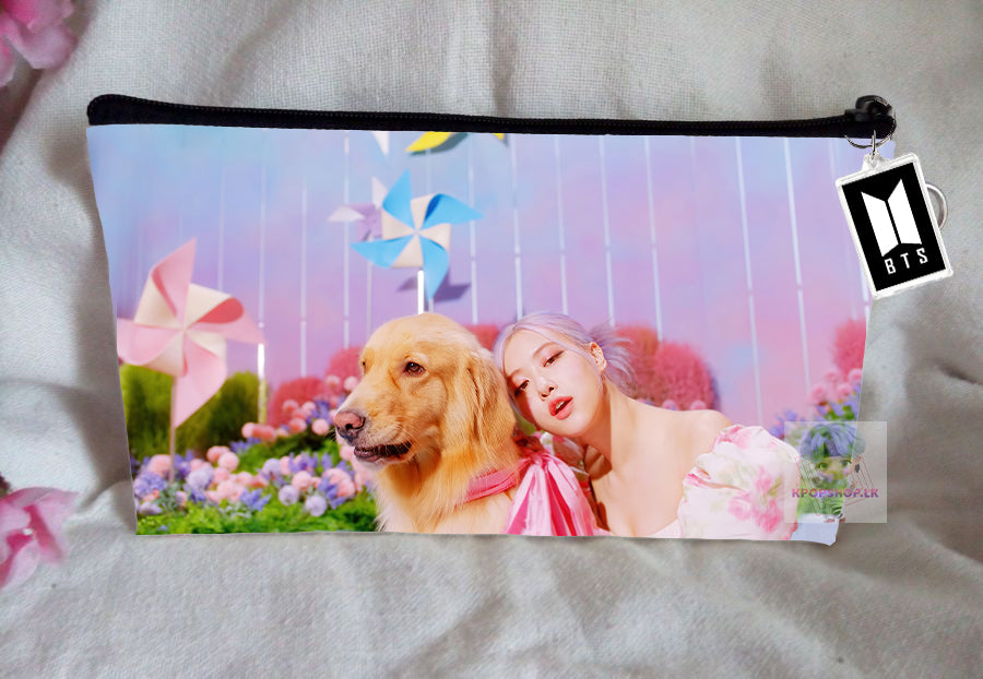 Blackpink Rose Pencil Case Bangtan Boys Purse Wallet KPOP Pouch With FREE Key Tag