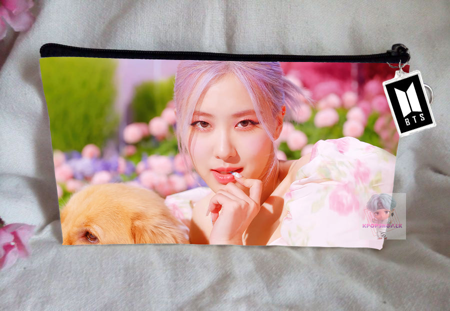 Blackpink Rose Pencil Case Bangtan Boys Purse Wallet KPOP Pouch With FREE Key Tag