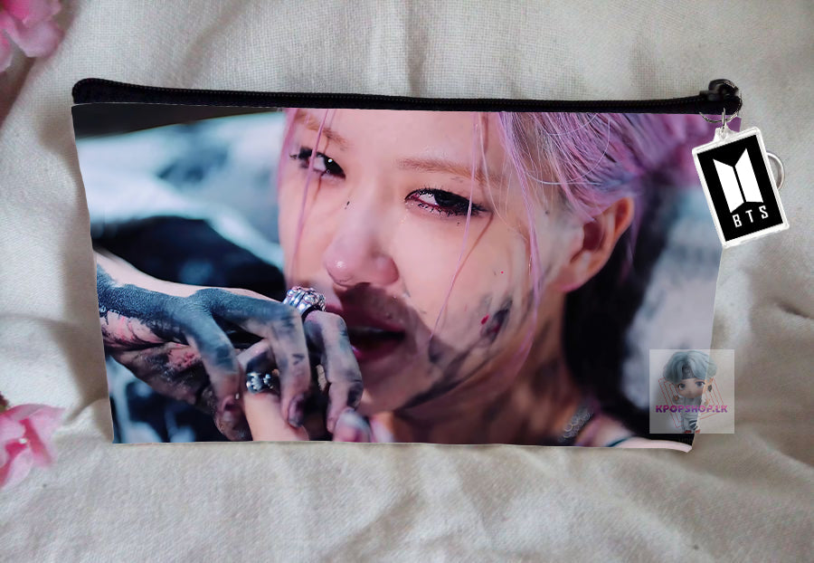 Blackpink Rose Pencil Case Bangtan Boys Purse Wallet KPOP Pouch With FREE Key Tag