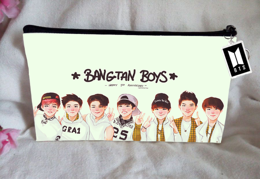 BT21 BTS Pencil Case Bangtan Boys Purse Wallet KPOP Pouch With FREE Key Tag