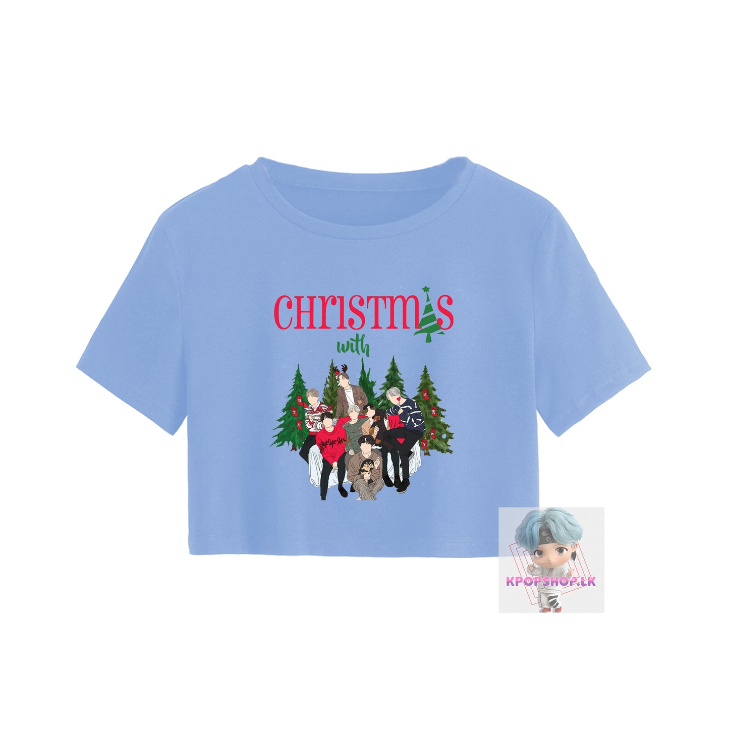 BTS BT21 Christmas Xmas with BTS Crop Top Short KPOP T-shirt