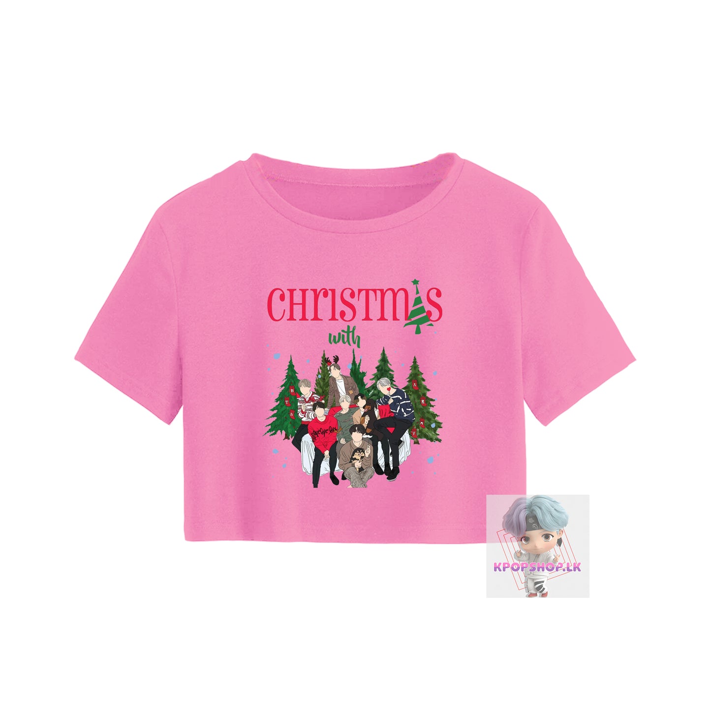 BTS BT21 Christmas Xmas with BTS Crop Top Short KPOP T-shirt