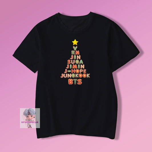 BTS KPOP Bangtan Boys Dynamite Christmas Tree T-shirt