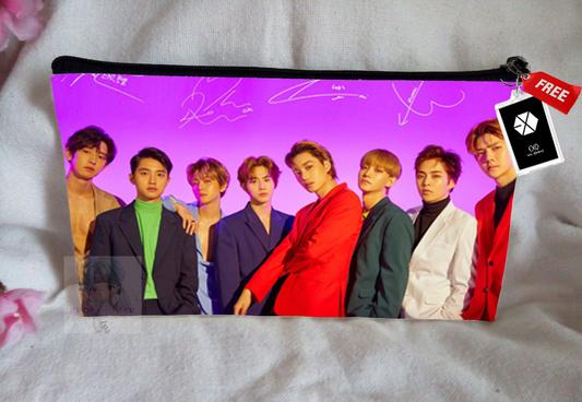 EXO Pencil Case Bangtan Boys Purse Wallet KPOP Pouch With FREE Key Tag
