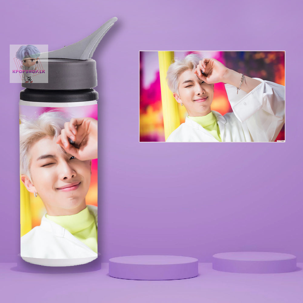 BTS RAP MONSTER RM Stainless Steel KPOP Water Bottle With Straw