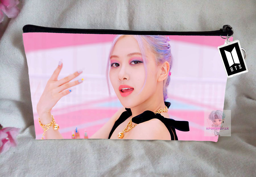 Blackpink Rose Pencil Case Bangtan Boys Purse Wallet KPOP Pouch With FREE Key Tag