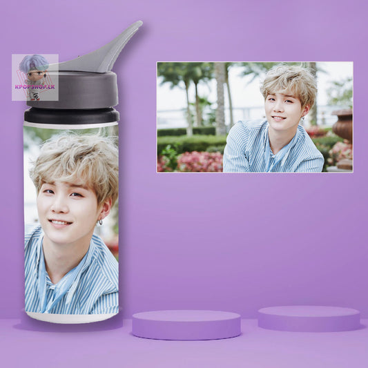 BTS SUGA Stainless Steel KPOP Water Bottle With Straw