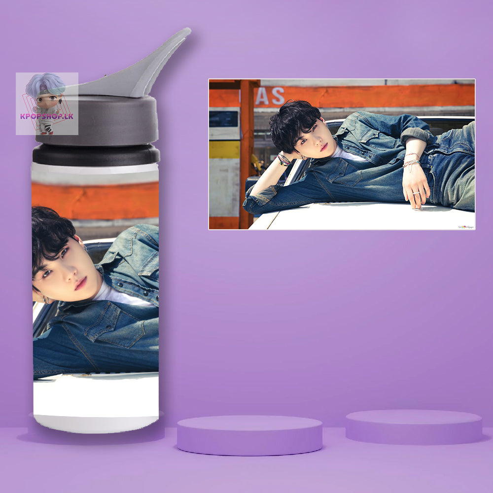 BTS SUGA Stainless Steel KPOP Water Bottle With Straw