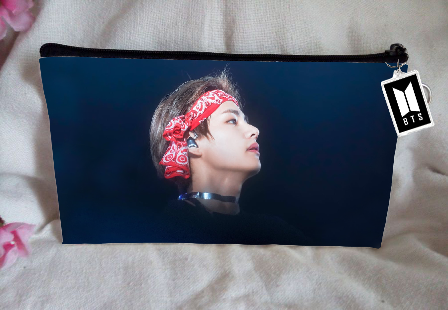 Kim Taehyung V Pencil Case Bangtan Boys Purse Wallet KPOP Pouch With FREE Key Tag