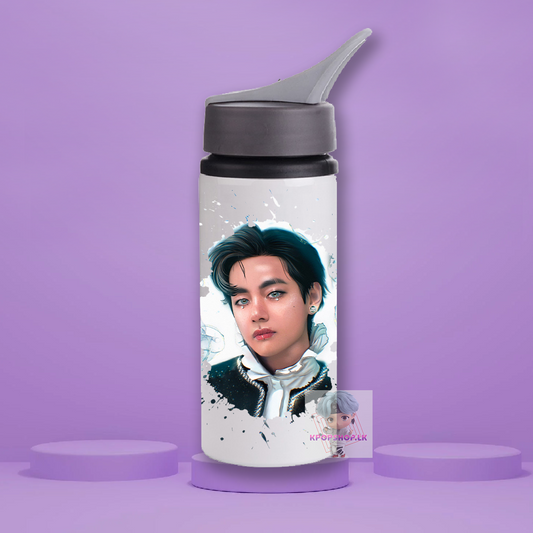 BTS KIM TAEHYUNG V Stainless Steel KPOP Water Bottle With Straw